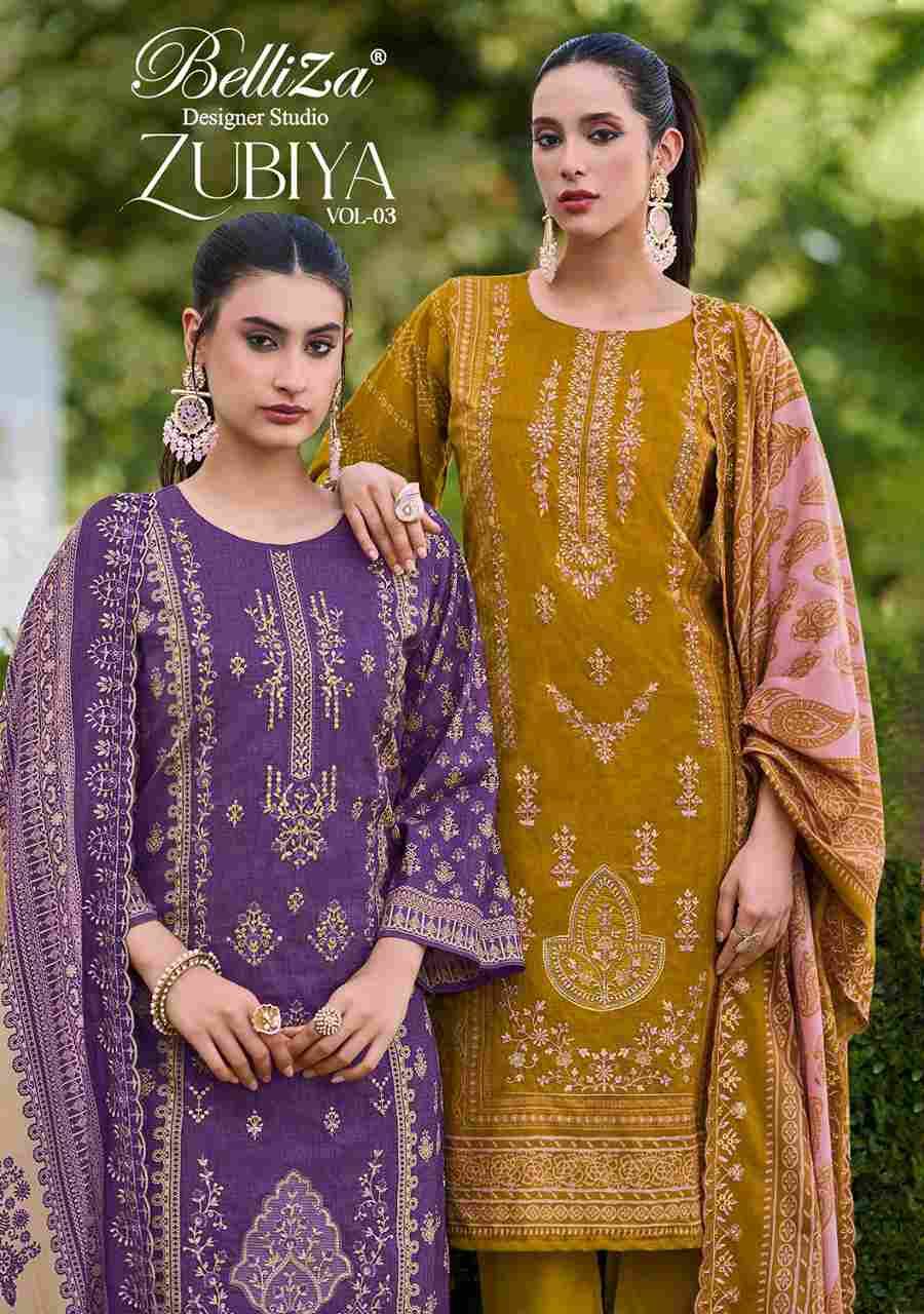 Zubiya Vol-3 By Belliza 834-001 To 834-006 Series Beautiful Festive Suits Stylish Fancy Colorful Casual Wear & Ethnic Wear Pure Cotton Print Dresses At Wholesale Price
