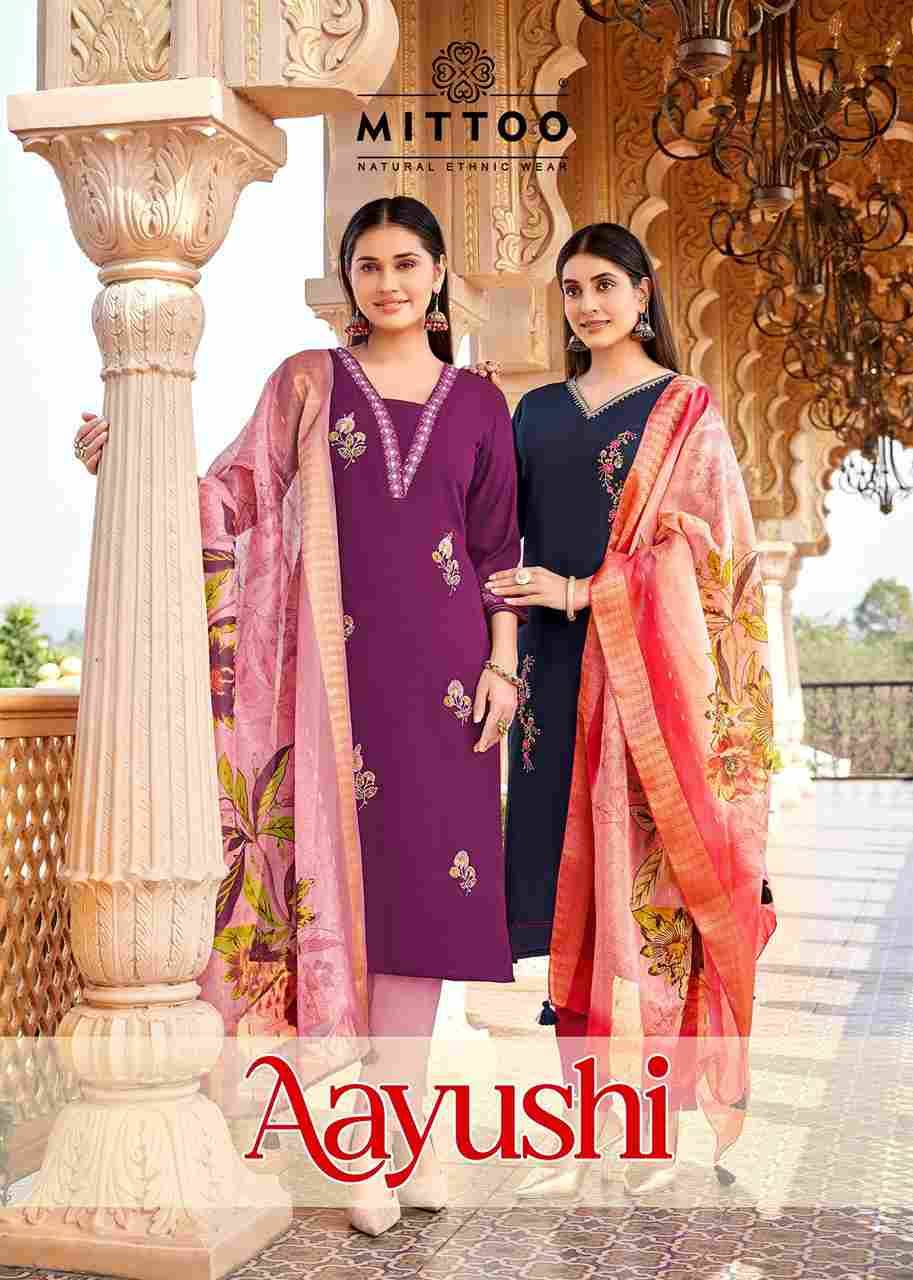 Aayushi By Mittoo 3001 To 3006 Series Designer Festive Suits Beautiful Stylish Fancy Colorful Party Wear & Occasional Wear Viscose Silk Dresses At Wholesale Price