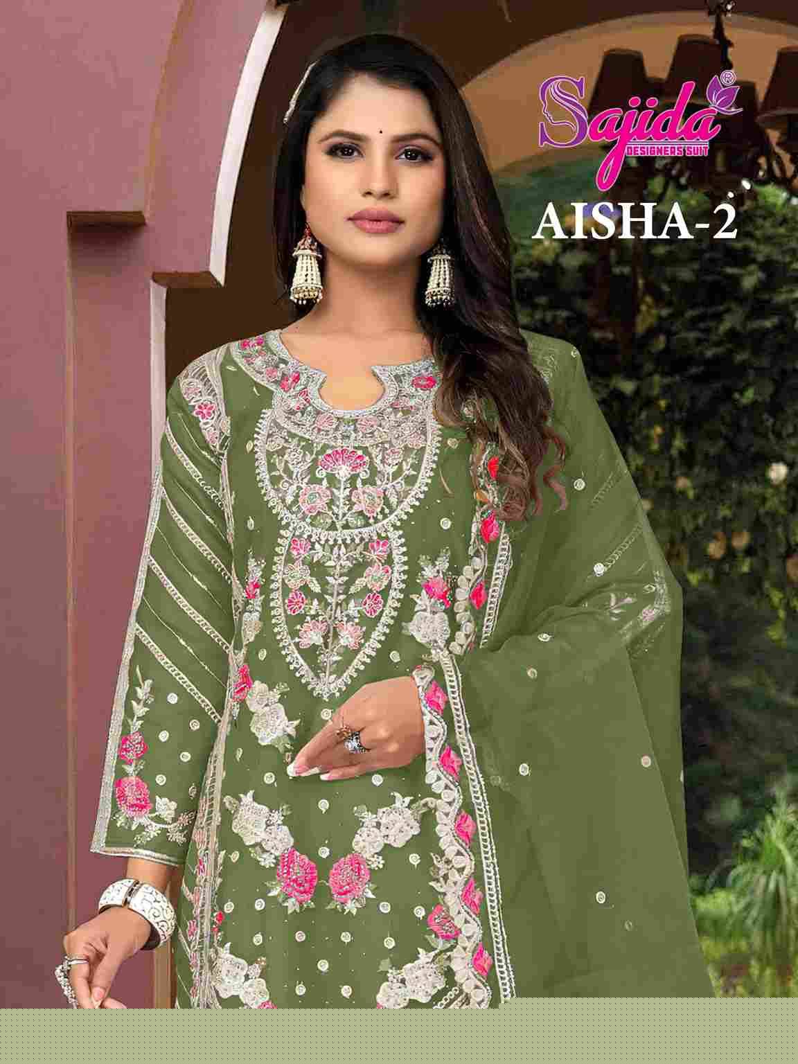 Aisha Vol-2 By Sajida Designer Suits 1020-A To 1020-D Series Beautiful Pakistani Suits Colorful Stylish Fancy Casual Wear & Ethnic Wear Organza Embroidered Dresses At Wholesale Price