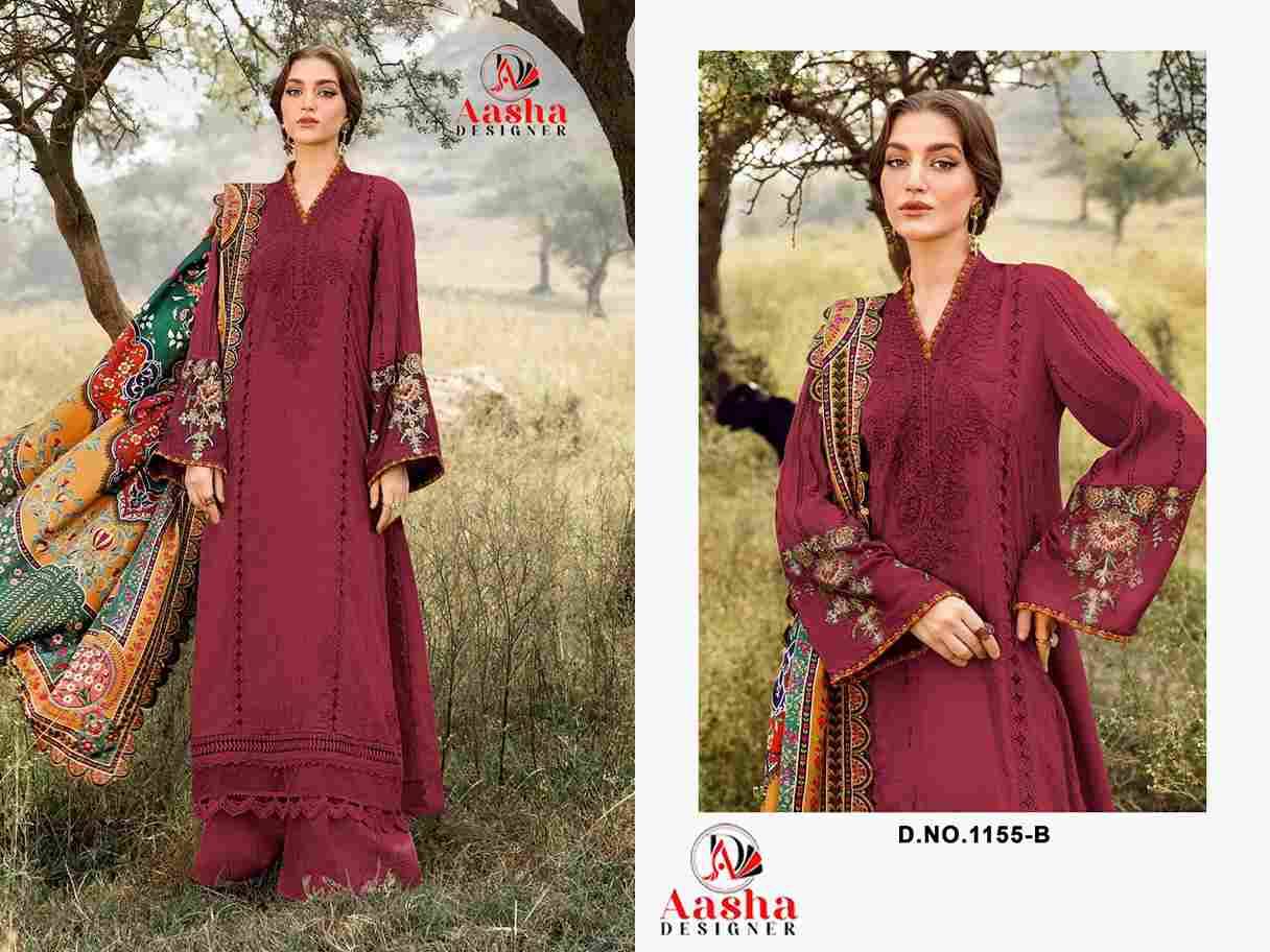 Aasha 1155 Colours By Aasha Designer 1155-A To 1155-B Series Pakistani Suits Beautiful Fancy Colorful Stylish Party Wear & Occasional Wear Heavy Rayon Embroidery Dresses At Wholesale Price