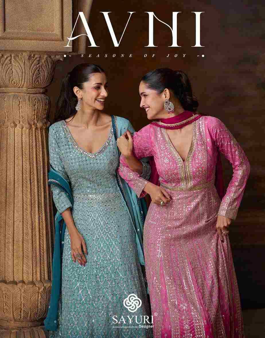 Avni By Sayuri 5784 To 5786 Series Beautiful Stylish Fancy Colorful Casual Wear & Ethnic Wear Chinnon Silk/Georgette Gowns With Dupatta At Wholesale Price