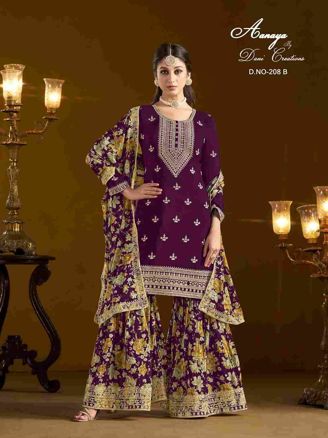 Aanaya Vol-208 By Twisha 208-A To 208-D Series Beautiful Sharara Suits Stylish Fancy Colorful Casual Wear & Ethnic Wear Pure Chinnon Print Dresses At Wholesale Price