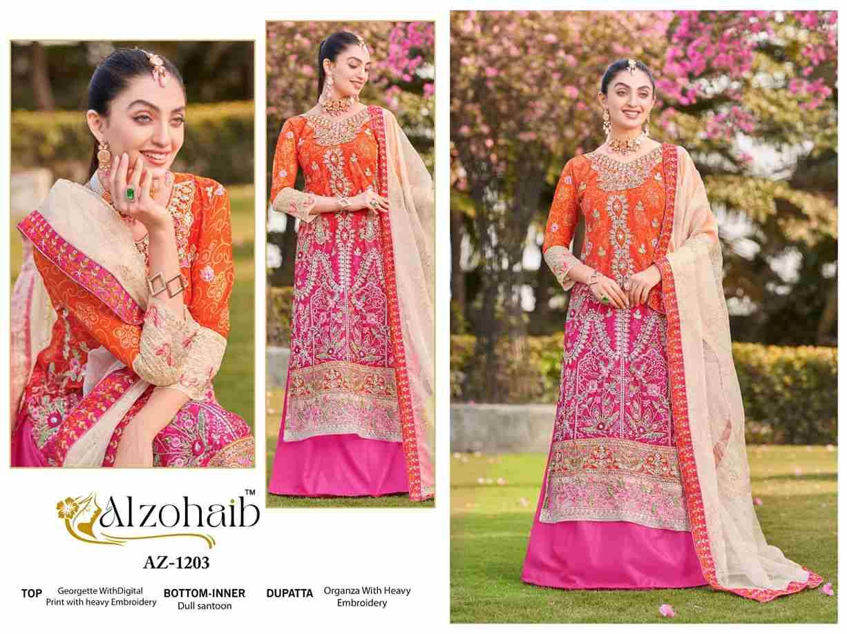 Alzohaib Hit Design 1203 By Alzohaib Beautiful Pakistani Suits Stylish Fancy Colorful Party Wear & Occasional Wear Georgette Print Dresses At Wholesale Price
