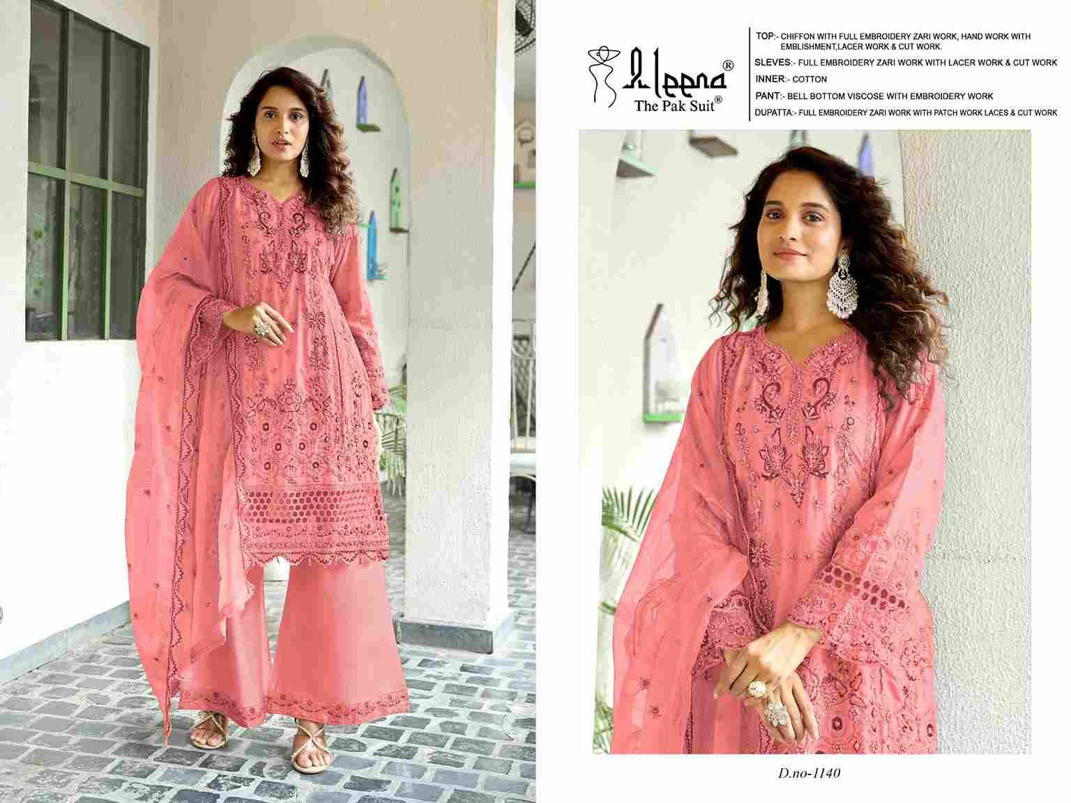 Aleena 1140 Colours By Aleena 1140-A To 1140-B Series Beautiful Pakistani Suits Stylish Fancy Colorful Party Wear & Occasional Wear Chiffon Embroidered Dresses At Wholesale Price