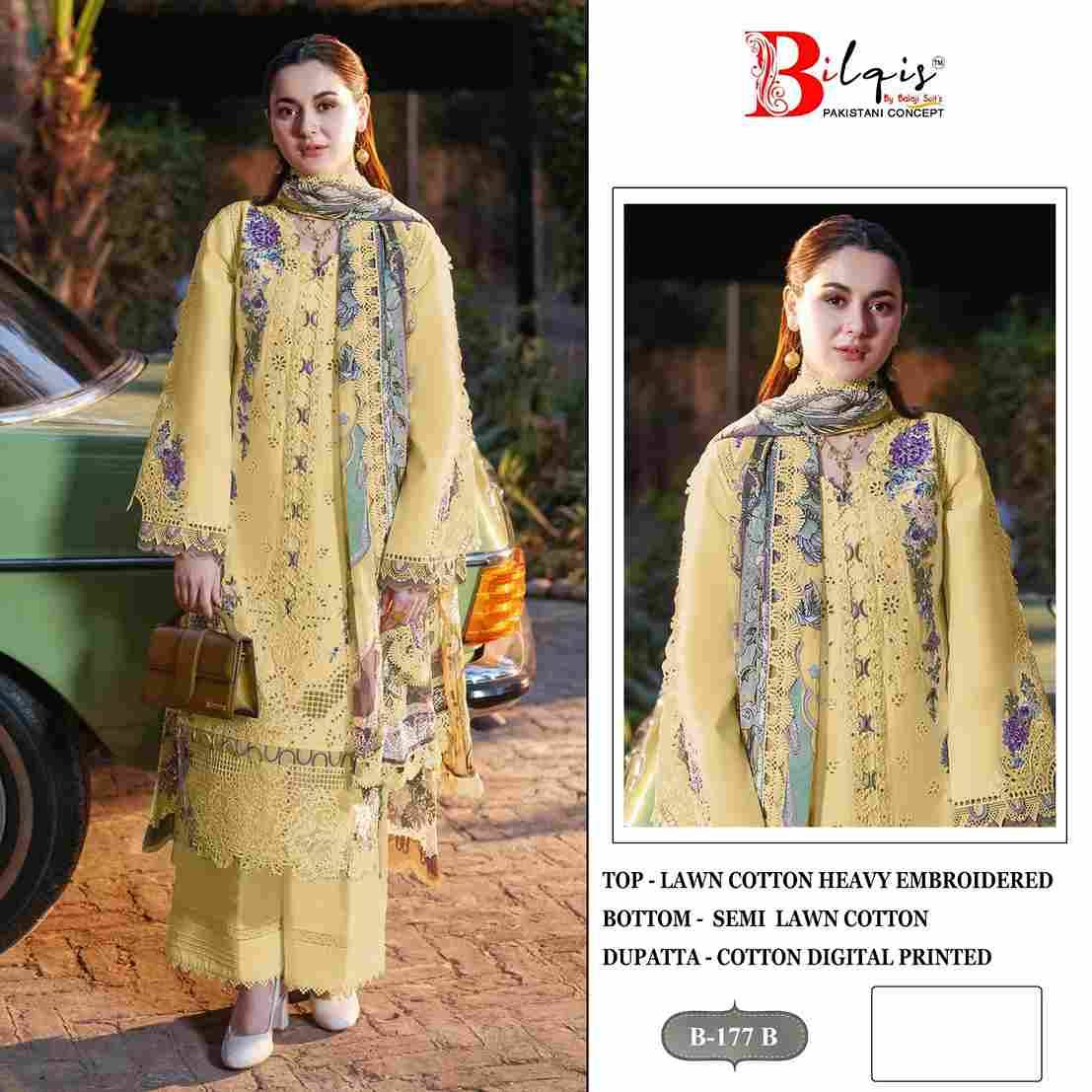 Bilqis 177 Colours By Bilqis 177-A To 177-D Series Beautiful Pakistani Suits Stylish Fancy Colorful Party Wear & Occasional Wear Cotton Lawn Embroidery Dresses At Wholesale Price