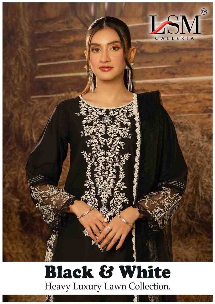 Black And White By Lsm Galleria 111 To 116 Series Beautiful Festive Suits Colorful Stylish Fancy Casual Wear & Ethnic Wear Pure Lawn With Work Dresses At Wholesale Price