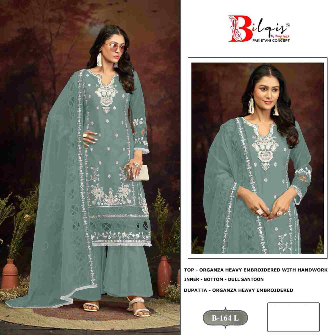 Bilqis 164 Colours Vol-4 By Bilqis 164-K To 164-N Series Beautiful Pakistani Suits Stylish Fancy Colorful Party Wear & Occasional Wear Organza Embroidery Dresses At Wholesale Price