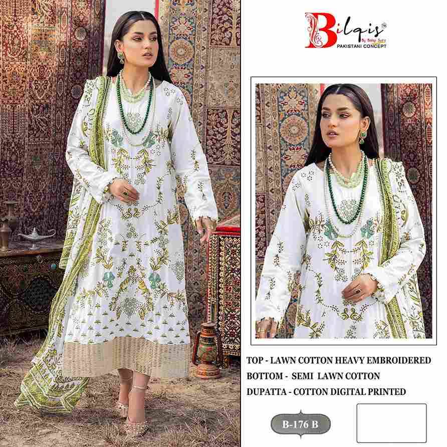 Bilqis 176 Colours By Bilqis 176-A To 176-D Series Beautiful Pakistani Suits Stylish Fancy Colorful Party Wear & Occasional Wear Cotton Lawn Embroidery Dresses At Wholesale Price