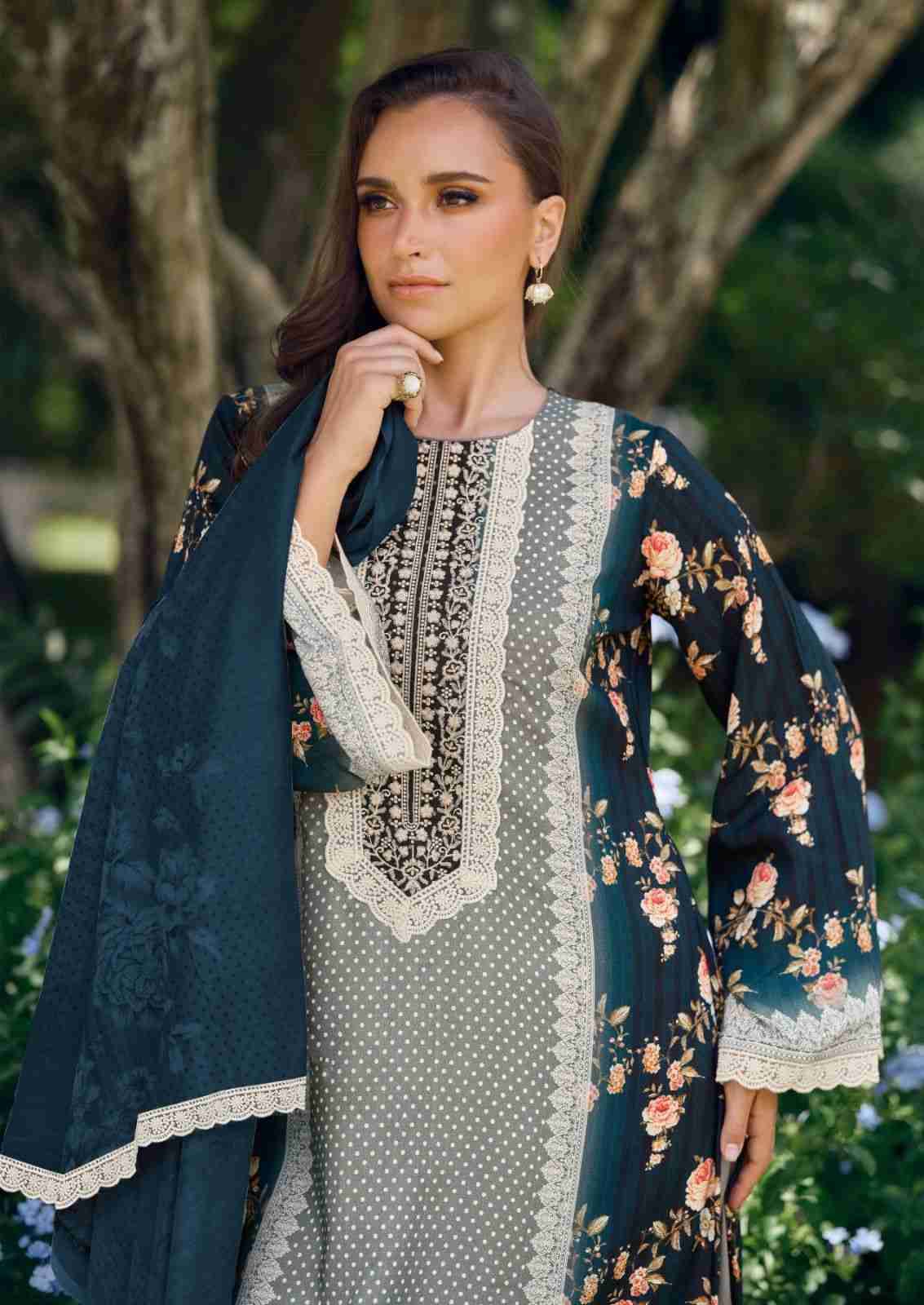 Cross Stitch By The Hermitage Shop 001 To 006 Series Beautiful Festive Suits Colorful Stylish Fancy Casual Wear & Ethnic Wear Pure Lawn Cotton Dresses At Wholesale Price