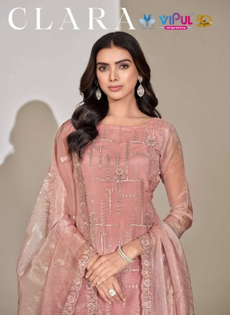 Clara By Vipul Fashion 6191 To 6196 Series Designer Festive Suits Beautiful Fancy Stylish Colorful Party Wear & Occasional Wear Satin Organza Dresses At Wholesale Price