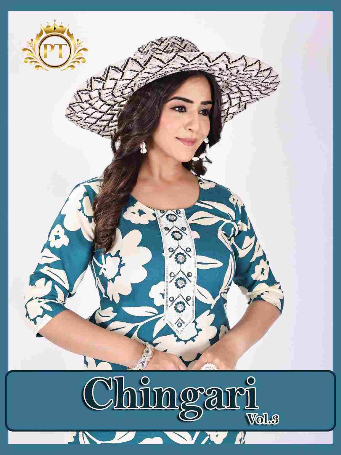 Chingari Vol-3 By Padmavati Textiles 7001 To 7008 Series Designer Stylish Fancy Colorful Beautiful Party Wear & Ethnic Wear Collection Rayon Print Kurtis With Bottom At Wholesale Price