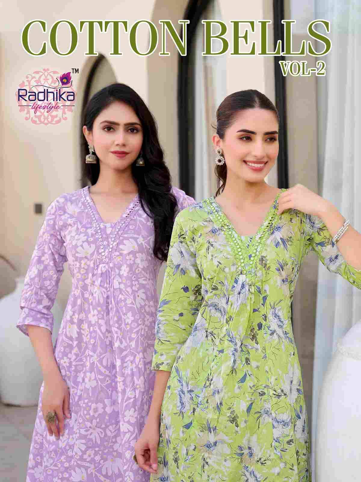 Cotton Bells Vol-2 By Radhika Lifestyle 2001 To 2008 Series Designer Pakistani Suits Collection Beautiful Stylish Fancy Colorful Party Wear & Occasional Wear Cotton Kurtis With Bottom At Wholesale Price