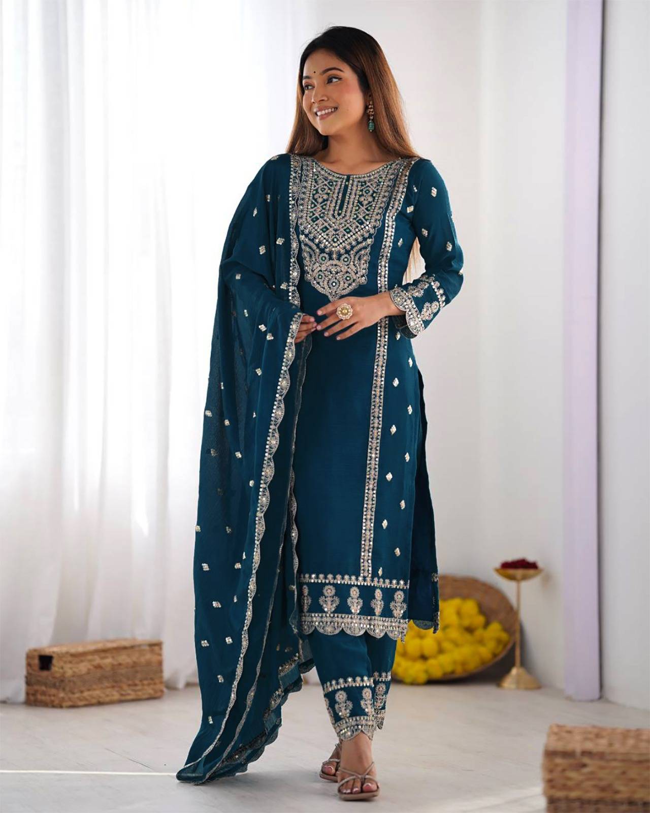 Df-01 By Fashid Wholesale Designer Suits Collection Beautiful Stylish Fancy Colorful Party Wear & Occasional Wear Vichitra Silk Dresses At Wholesale Price