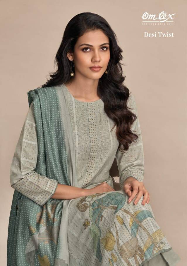 Desi Twist By Om Tex 7791-A To 7791-C Series Beautiful Suits Stylish Fancy Colorful Party Wear & Ethnic Wear Linen Dresses At Wholesale Price