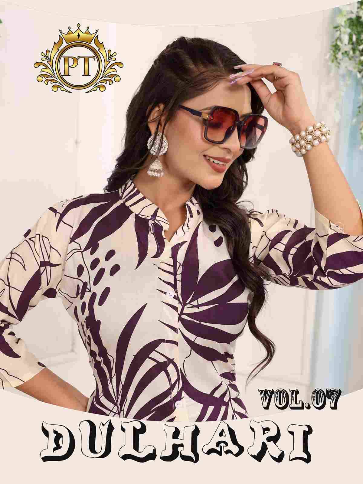 Dulhari Vol-7 By Padmavati Textiles 8001 To 8008 Series Designer Stylish Fancy Colorful Beautiful Party Wear & Ethnic Wear Collection Rayon Print Kurtis With Bottom At Wholesale Price
