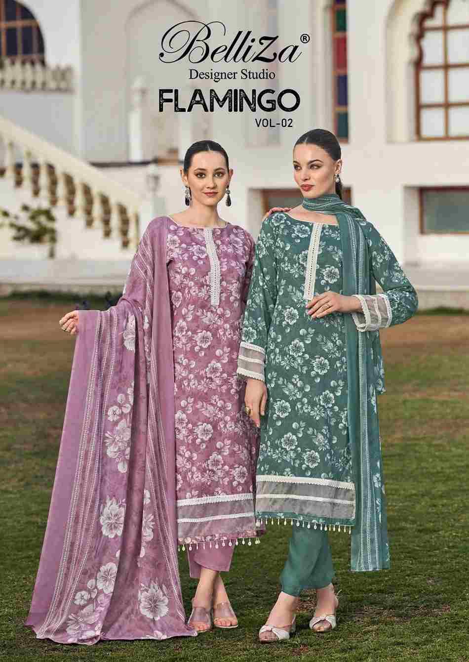 Flamingo Vol-2 By Belliza 842-001 To 842-006 Series Beautiful Suits Colorful Stylish Fancy Casual Wear & Ethnic Wear Pure Cotton Print With Work Dresses At Wholesale Price