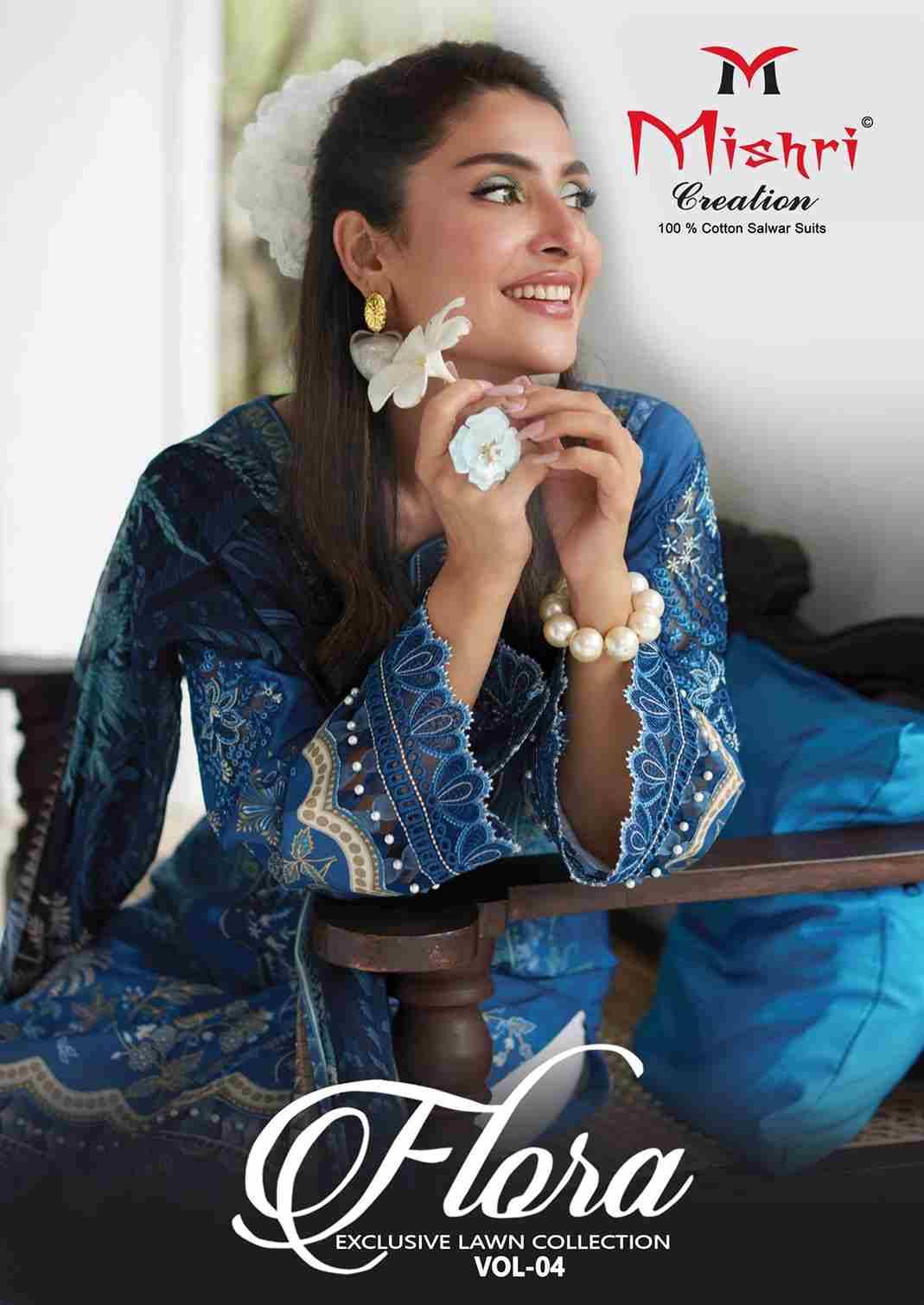 Flora Vol-4 By Mishri 4001 To 4006 Series Beautiful Suits Stylish Colorful Fancy Casual Wear & Ethnic Wear Lawn Cotton Print Dresses At Wholesale Price