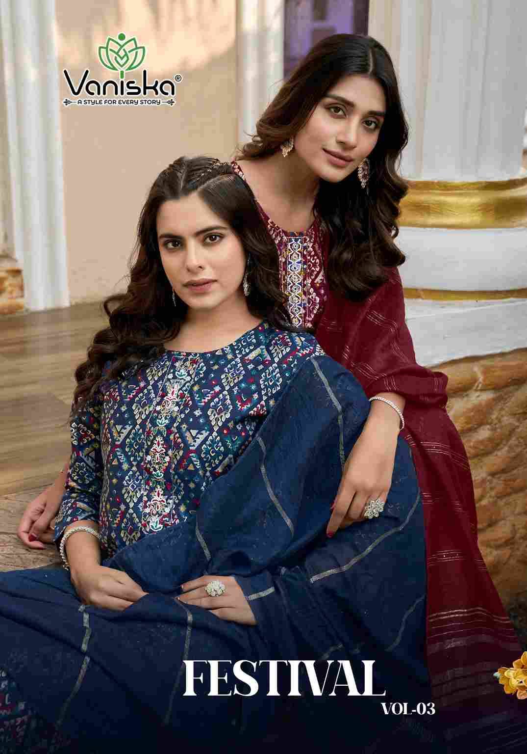 Festival Vol-3 By Vaniska 3001 To 3008 Series Beautiful Festive Suits Stylish Fancy Colorful Casual Wear & Ethnic Wear Modal Chanderi Print Dresses At Wholesale Price