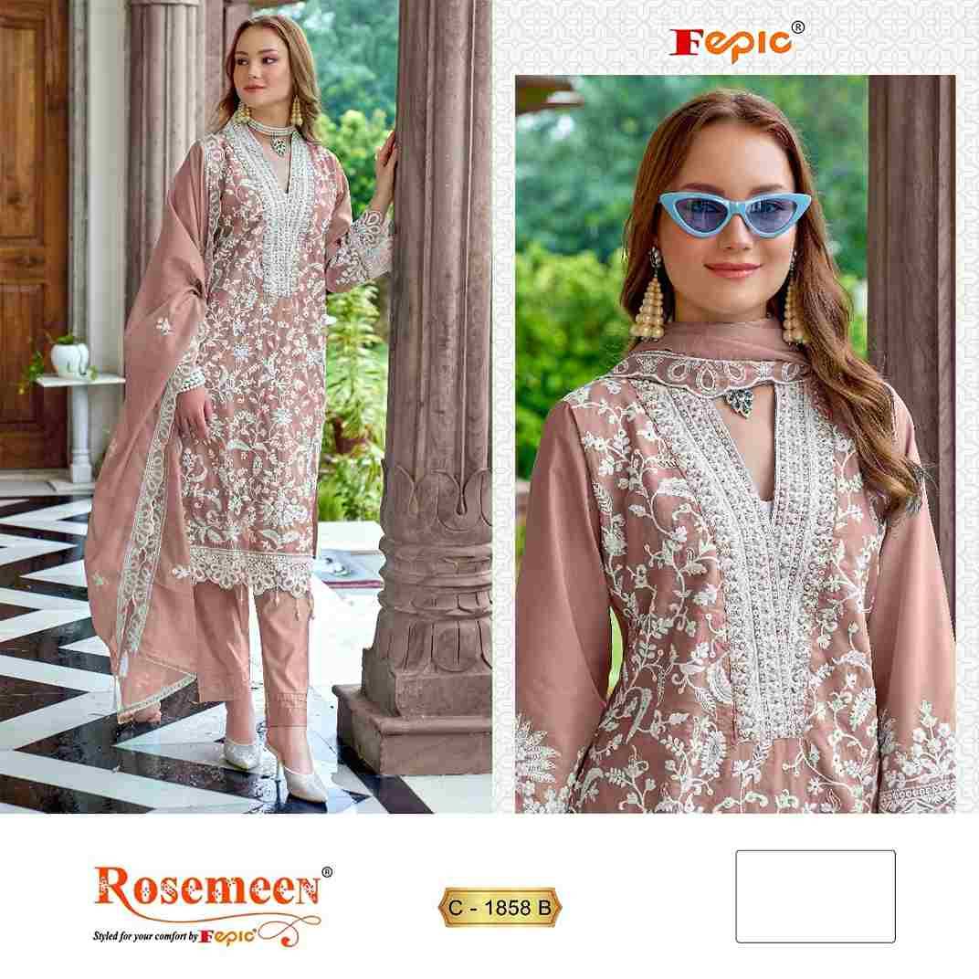 Fepic 1858 Colours By Fepic 1858-A To 1858-D Series Beautiful Pakistani Suits Colorful Stylish Fancy Casual Wear & Ethnic Wear Organza Embroidered Dresses At Wholesale Price