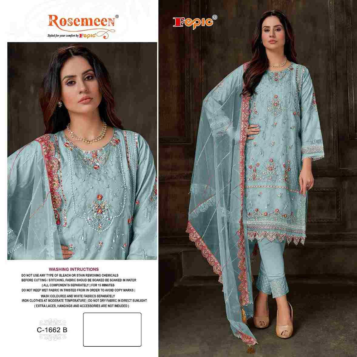 Fepic 1662 Colours By Fepic 1662-A To 1662-C Series Beautiful Pakistani Suits Stylish Fancy Colorful Party Wear & Occasional Wear Organza Embroidered Dresses At Wholesale Price