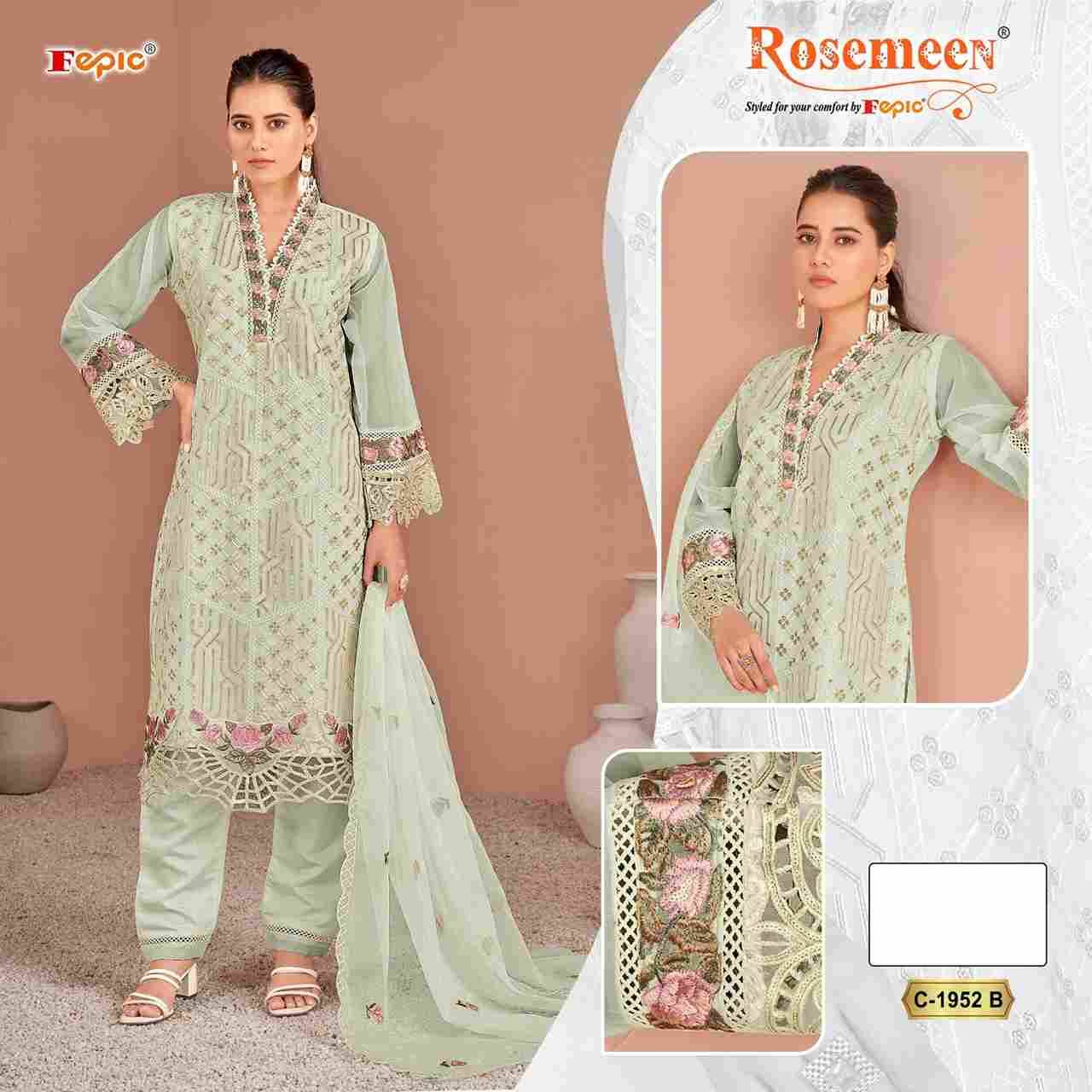 Fepic 1952 Colours By Fepic 1952-A To 1952-D Series Beautiful Pakistani Suits Stylish Fancy Colorful Party Wear & Occasional Wear Organza Embroidered Dresses At Wholesale Price