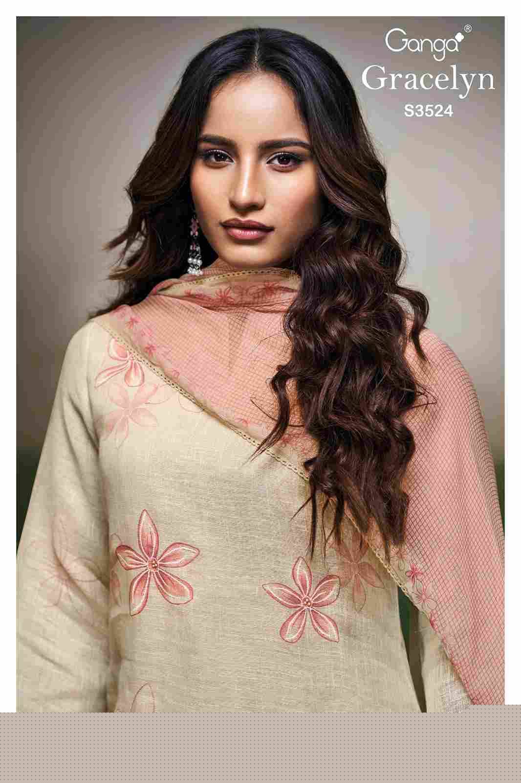 Gracelyn-3524 By Ganga Fashion 3524-A To 3524-D Series Beautiful Festive Suits Colorful Stylish Fancy Casual Wear & Ethnic Wear Pure Linen Dresses At Wholesale Price
