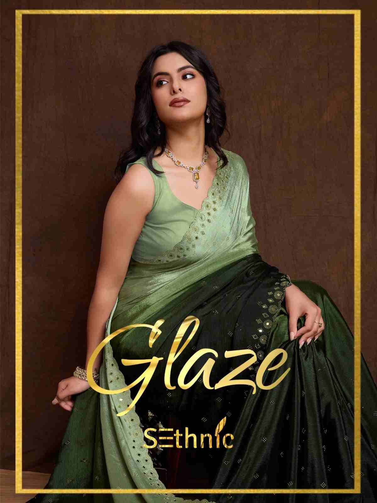 Glaze By Sethnic 41001 To 41005 Series Indian Traditional Wear Collection Beautiful Stylish Fancy Colorful Party Wear & Occasional Wear Chinnon Sarees At Wholesale Price