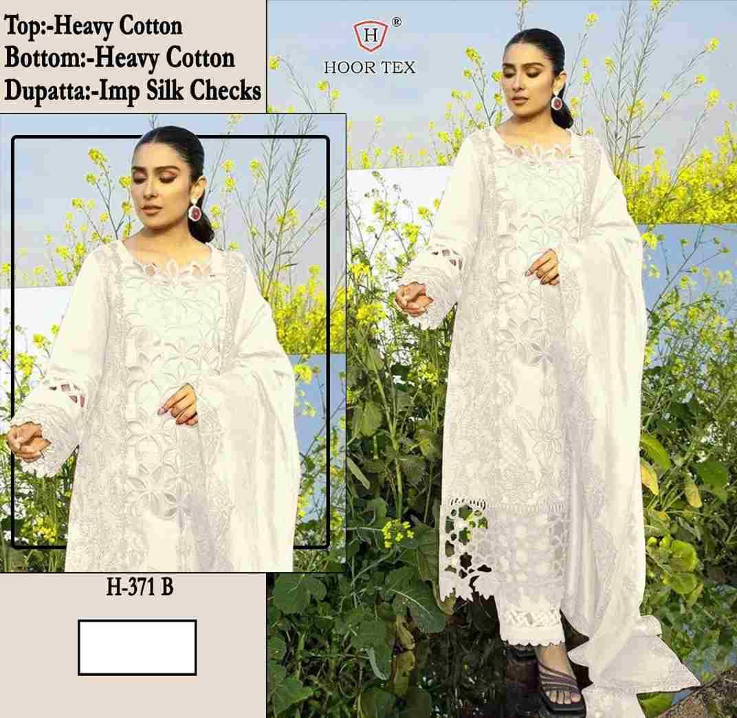 Hoor Tex Hit Design H-371 Colours By Hoor Tex H-371-A To H-371-D Series Designer Festive Pakistani Suits Collection Beautiful Stylish Fancy Colorful Party Wear & Occasional Wear Heavy Cotton With Embroidered Dresses At Wholesale Price