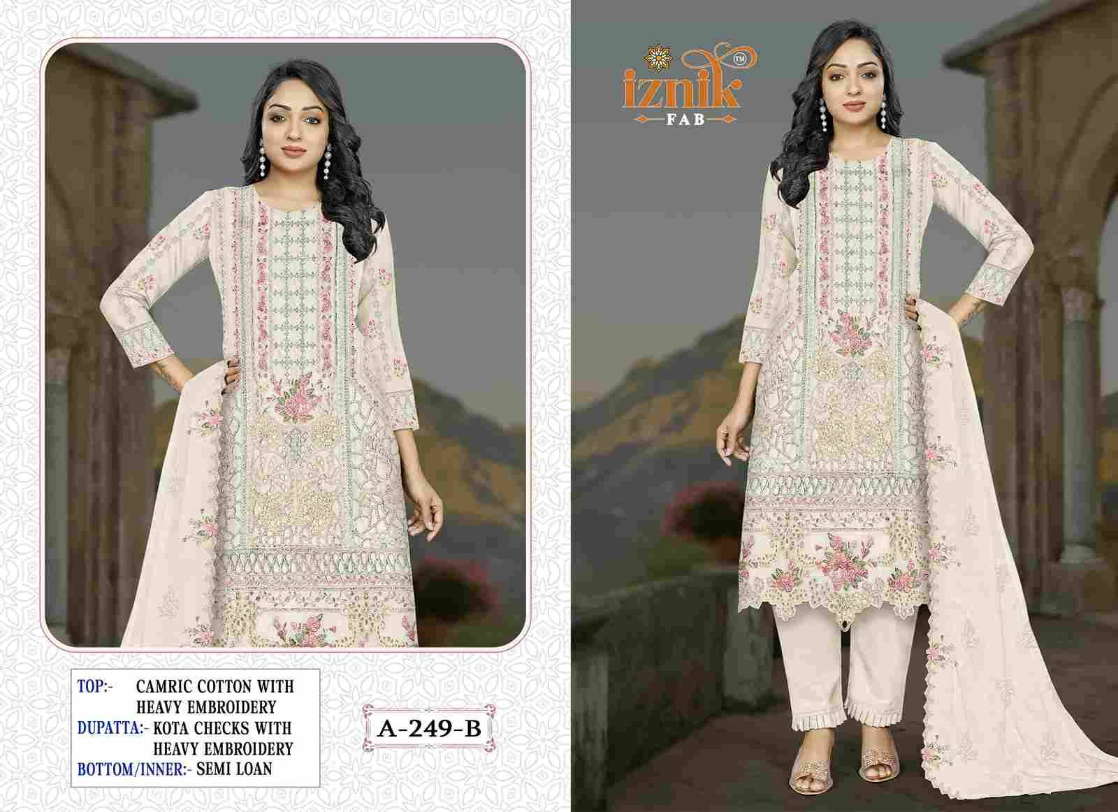 Iznik 249 Colours By Iznik Fab 249-A To 249-D Series Designer Pakistani Suits Beautiful Stylish Fancy Colorful Party Wear & Occasional Wear Cambric Cotton With Embroidery Dresses At Wholesale Price