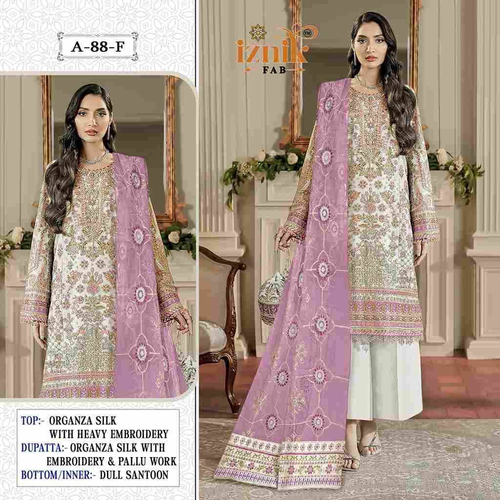 Iznik 88 Colours Vol-2 By Iznik Fab 88-E To 88-H Series Designer Pakistani Suits Beautiful Stylish Fancy Colorful Party Wear & Occasional Wear Organza Silk With Embroidery Dresses At Wholesale Price