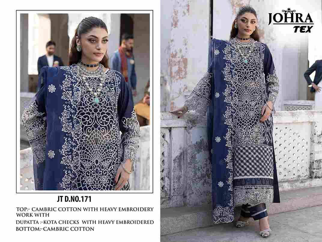 Johra Hit Design 171 By Johra Tex Beautiful Pakistani Suits Colorful Stylish Fancy Casual Wear & Ethnic Wear Cambric Cotton Embroidered Dresses At Wholesale Price