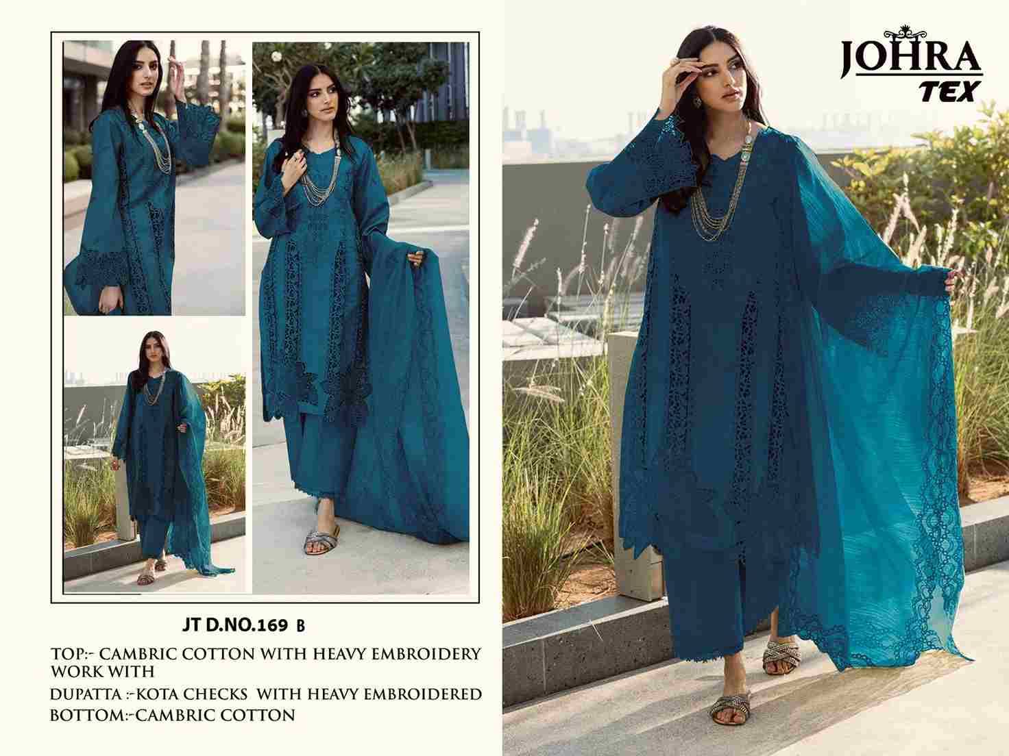 Johra Hit Design 169-B By Johra Tex Beautiful Pakistani Suits Colorful Stylish Fancy Casual Wear & Ethnic Wear Cambric Cotton Embroidered Dresses At Wholesale Price