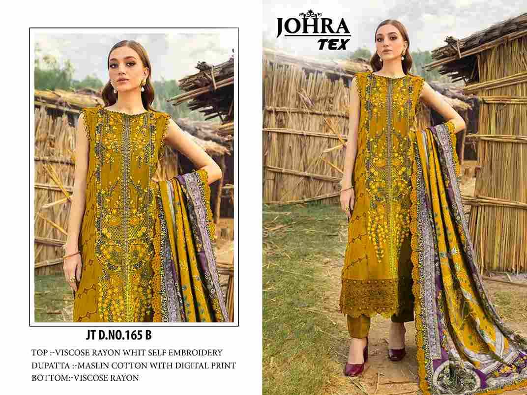 Johra Hit Design 165-B By Johra Tex Beautiful Pakistani Suits Colorful Stylish Fancy Casual Wear & Ethnic Wear Viscose Rayon Embroidered Dresses At Wholesale Price