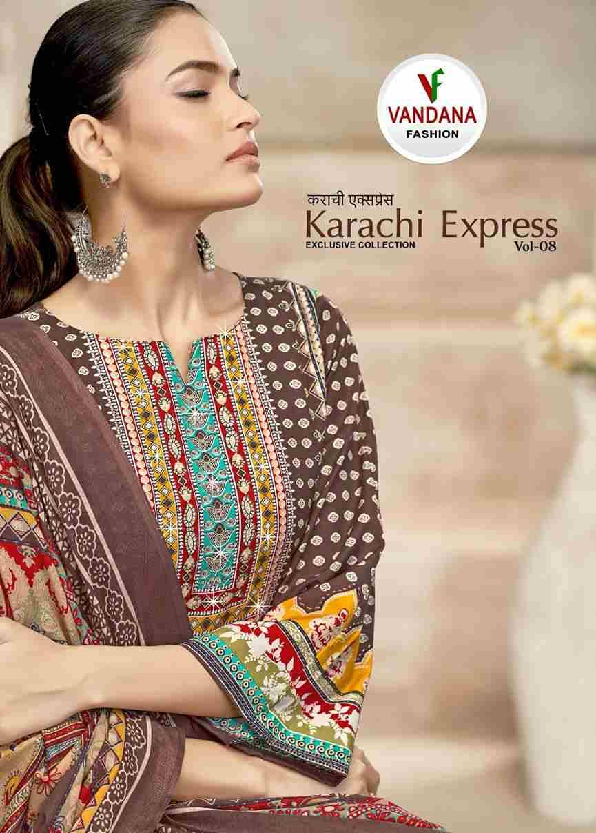 Karachi Express Vol-8 By Vandana Fashion 8001 To 8008 Series Beautiful Festive Suits Stylish Fancy Colorful Casual Wear & Ethnic Wear Soft Cotton Print Dresses At Wholesale Price