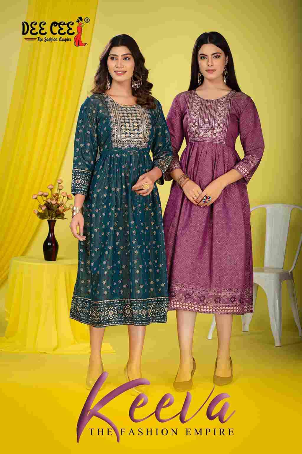 Keeva By Dee Cee 101 To 106 Series Designer Stylish Fancy Colorful Beautiful Party Wear & Ethnic Wear Collection Roman Shimmer Kurtis At Wholesale Price