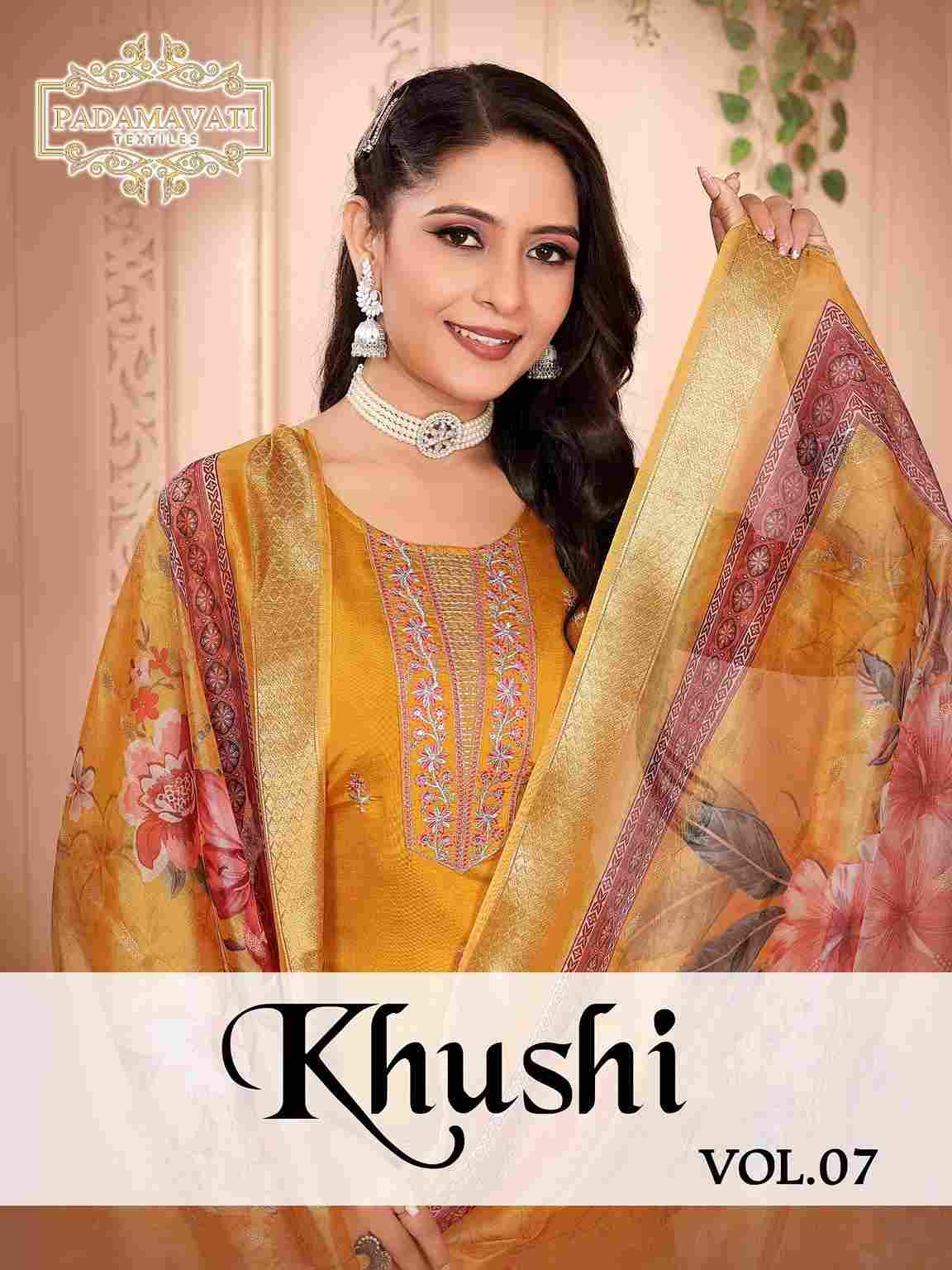 Khushi Vol-7 By Padmavati Textiles 6001 To 6008 Series Designer Festive Suits Beautiful Fancy Colorful Stylish Party Wear & Occasional Wear Roman Silk Dresses At Wholesale Price