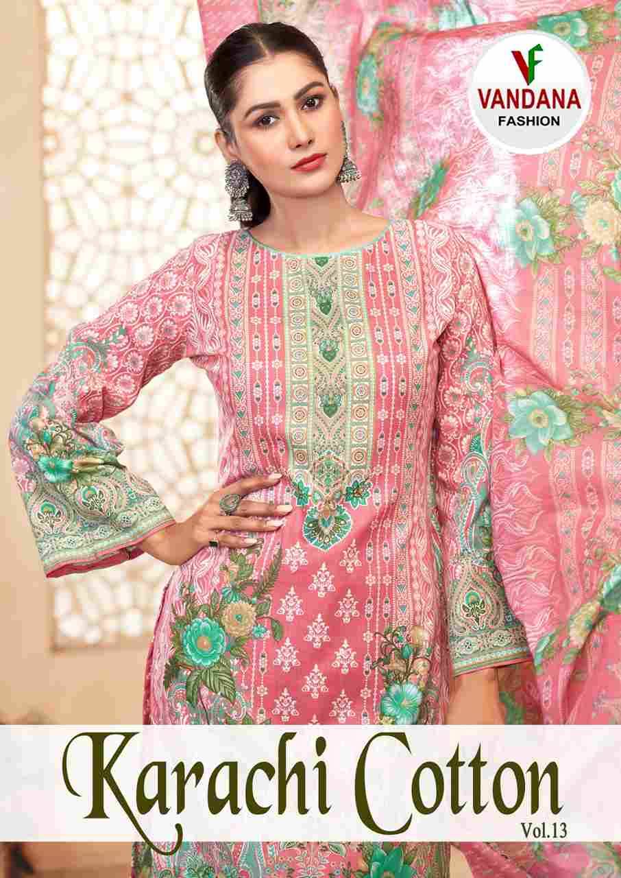 Karachi Cotton Vol-13 By Vandana Fashion 1301 To 1310 Series Beautiful Festive Suits Stylish Fancy Colorful Casual Wear & Ethnic Wear Cotton Print Dresses At Wholesale Price