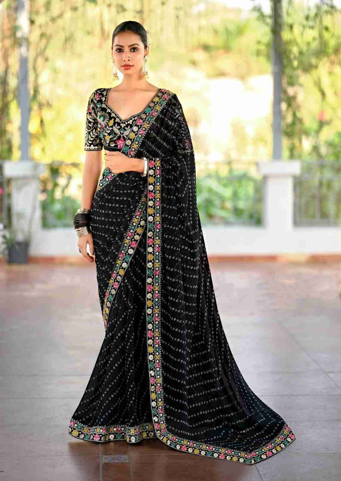 Lisha By Stavan 1001 To 1010 Series Indian Traditional Wear Collection Beautiful Stylish Fancy Colorful Party Wear & Occasional Wear Heavy Georgette Sarees At Wholesale Price