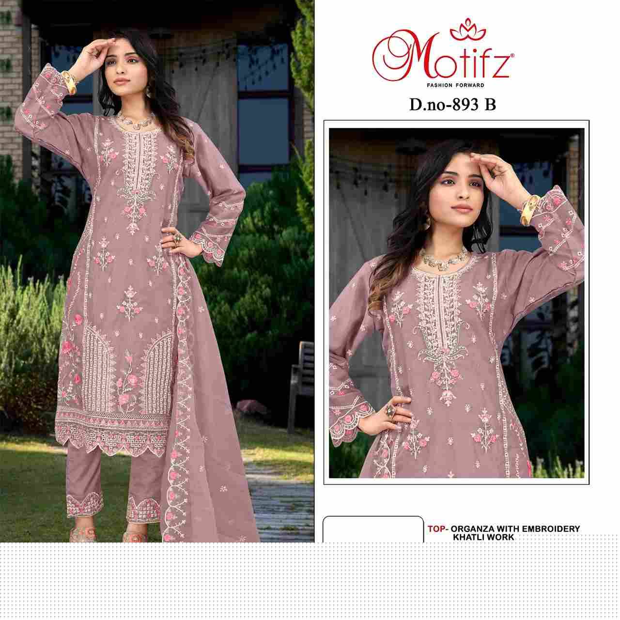 Motifz Hit Design 893 Colours By Motifz 893-A To 893-D Series Beautiful Pakistani Suits Colorful Stylish Fancy Casual Wear & Ethnic Wear Organza Embroidered Dresses At Wholesale Price