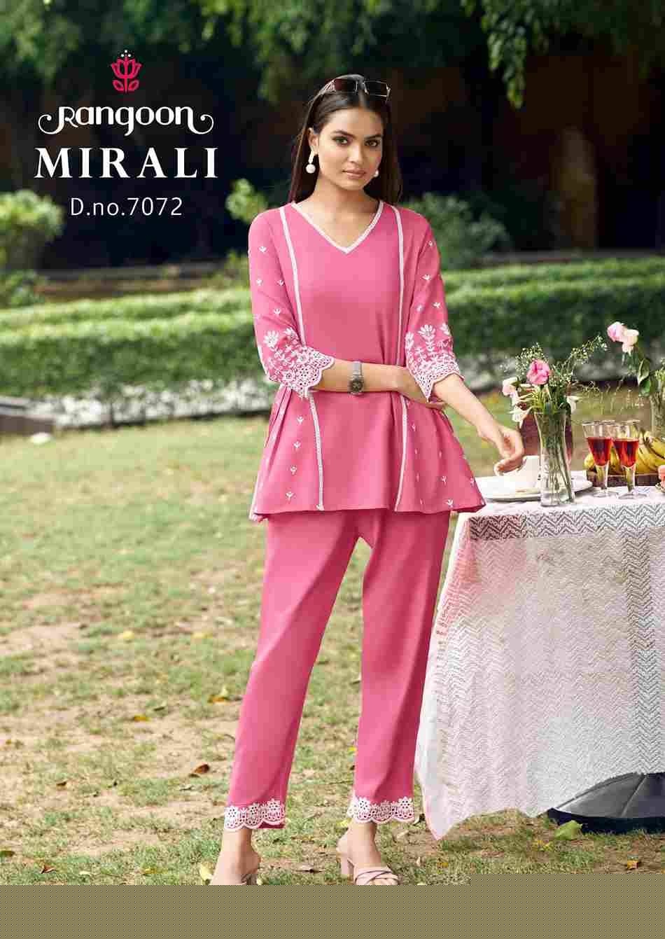Mirali By Rangoon 7071 To 7074 Series Designer Stylish Fancy Colorful Beautiful Party Wear & Ethnic Wear Collection Viscose Rayon Co-Ords At Wholesale Price