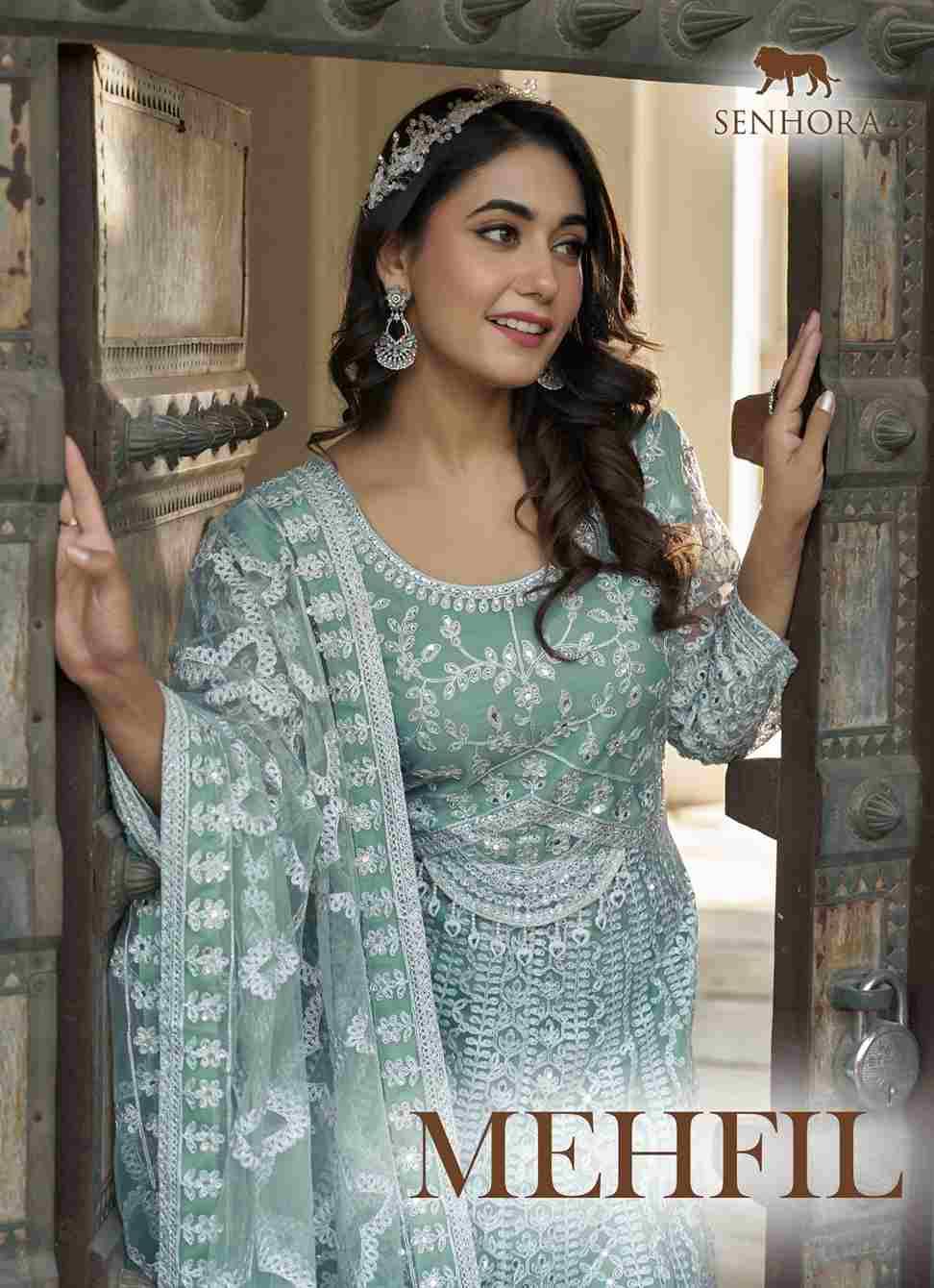 Mehfil By Senhora Dresses 3095-A To 3095-D Series Designer Stylish Fancy Colorful Beautiful Party Wear & Ethnic Wear Collection Pure Net Gowns With Dupatta At Wholesale Price
