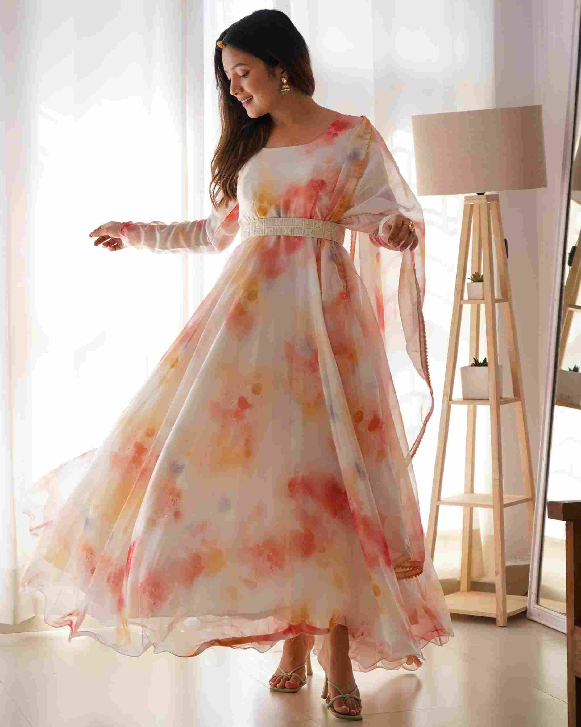 Mb-277 By Fashid Wholesale Designer Beautiful Collection Occasional Wear & Party Wear Organza Taby Silk Gowns At Wholesale Price