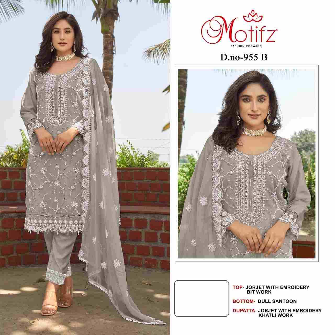 Motifz Hit Design 955 Colours By Motifz 955-A To 955-D Series Beautiful Pakistani Suits Colorful Stylish Fancy Casual Wear & Ethnic Wear Georgette Dresses At Wholesale Price