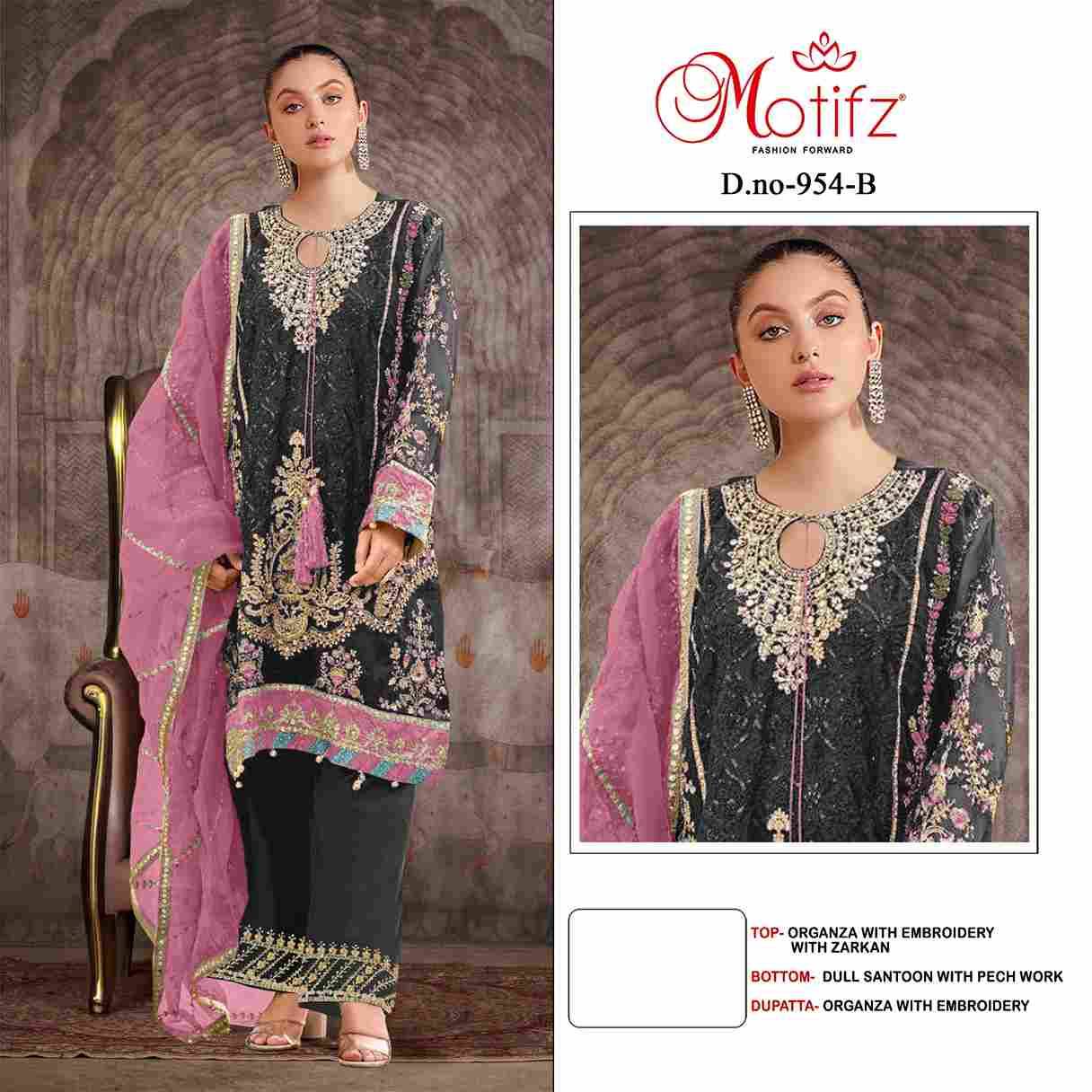 Motifz Hit Design 954 Colours By Motifz 954-A To 954-D Series Beautiful Pakistani Suits Colorful Stylish Fancy Casual Wear & Ethnic Wear Organza Dresses At Wholesale Price