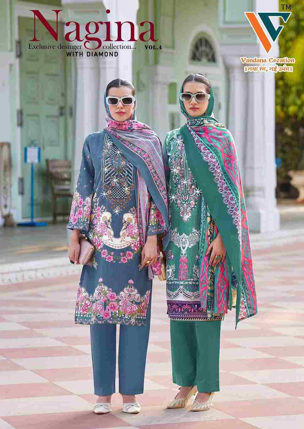 Nagina Vol-4 By Vandana Creation 4001 To 4008 Series Beautiful Festive Suits Stylish Fancy Colorful Casual Wear & Ethnic Wear Cotton Print Dresses At Wholesale Price