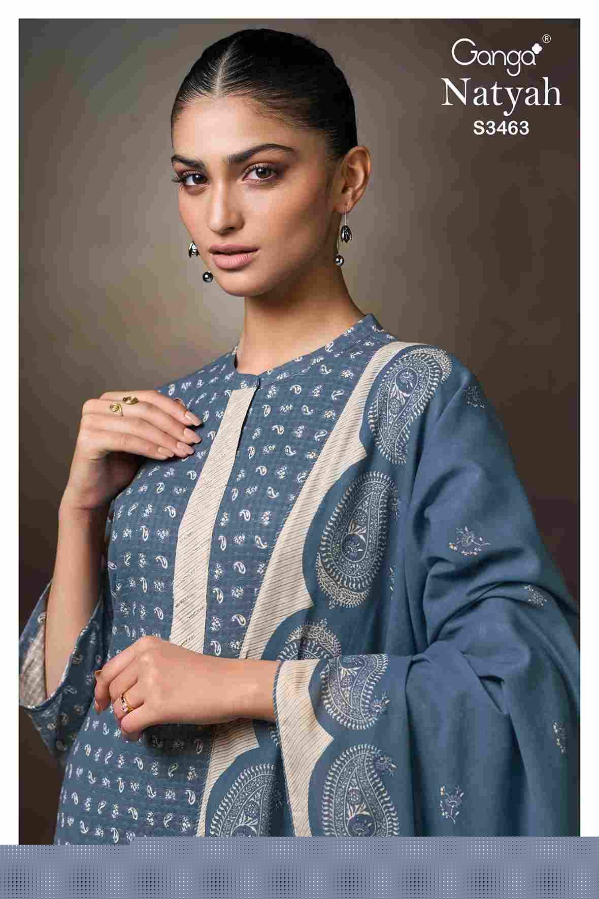 Natyah-3463 By Ganga Fashion 3463-A To 3463-C Series Beautiful Festive Suits Colorful Stylish Fancy Casual Wear & Ethnic Wear Premium Cotton Dresses At Wholesale Price