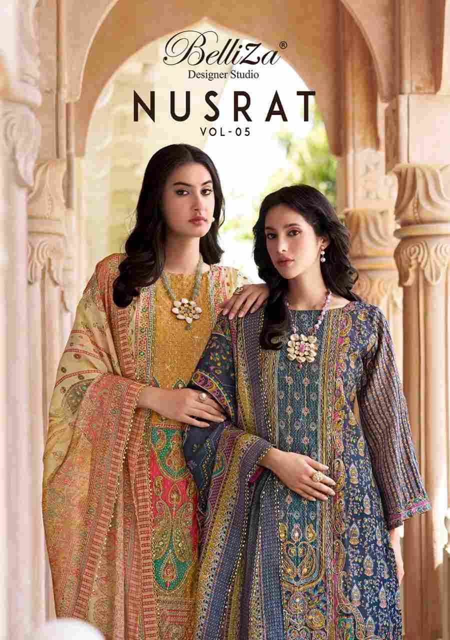 Nusrat Vol-5 By Belliza 849-001 To 849-006 Series Beautiful Festive Suits Stylish Fancy Colorful Casual Wear & Ethnic Wear Pure Viscose Muslin Print Dresses At Wholesale Price