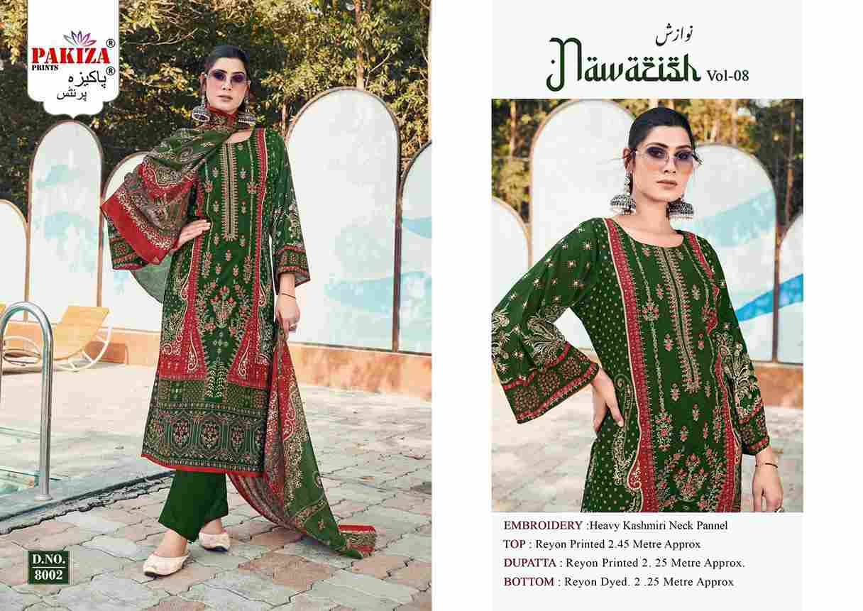 Nawazish Vol-08 By Pakiza Prints 8001 To 8004 Series Beautiful Festive Suits Stylish Fancy Colorful Party Wear & Occasional Wear Rayon Print Dresses At Wholesale Price