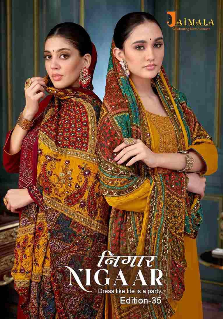 Nigaar Vol-35 By Jaimala 1956-761-01 To 1956-761-08 Series Beautiful Festive Suits Colorful Stylish Fancy Casual Wear & Ethnic Wear Pure Rayon Slub With Work Dresses At Wholesale Price