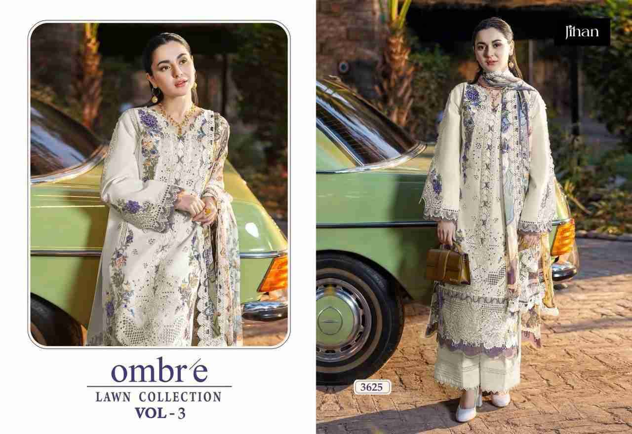 Ombre Lawn Collection Vol-3 By Jihan 3624 To 3626 Series Designer Pakistani Suits Beautiful Fancy Stylish Colorful Party Wear & Occasional Wear Cotton Dresses At Wholesale Price